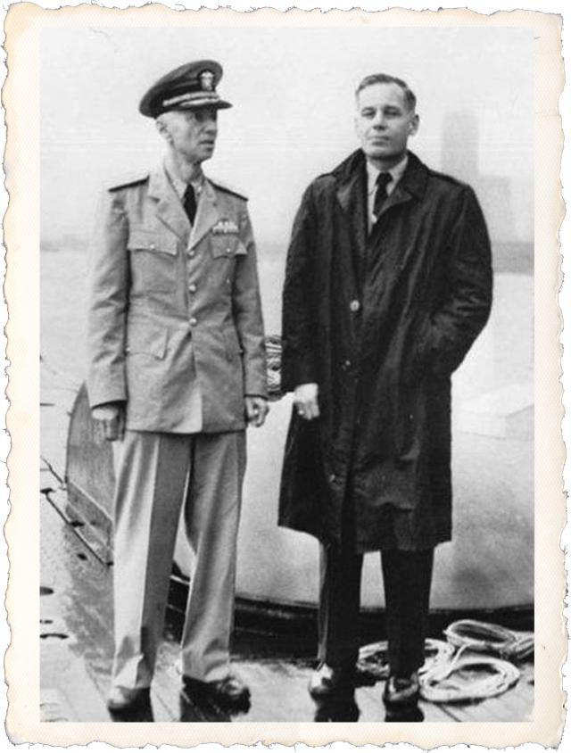 Then-Rear Admiral Hyman  Rickover (left), at age 58. 
