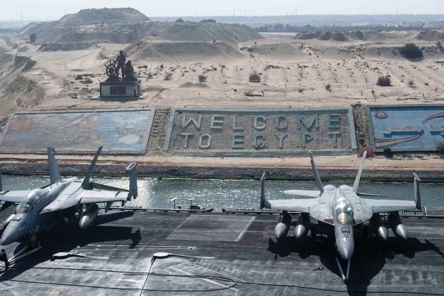 The Dwight D. Eisenhower transits the Suez Canal on 5 May 2024.
