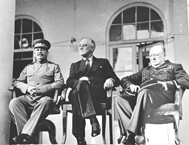 Chairman Stalin, President Roosevelt, and Prime Minister Churchill