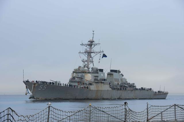 USS Stout showing rust after a nine-month deployment
