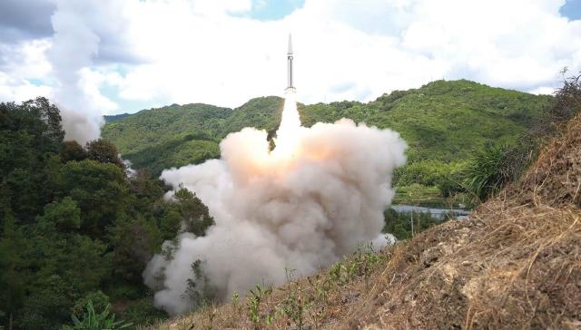 A missile being launched by the People’s Liberation Army Rocket Force 