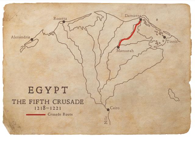 The Fifth Crusade was diverted to Damietta in Egypt