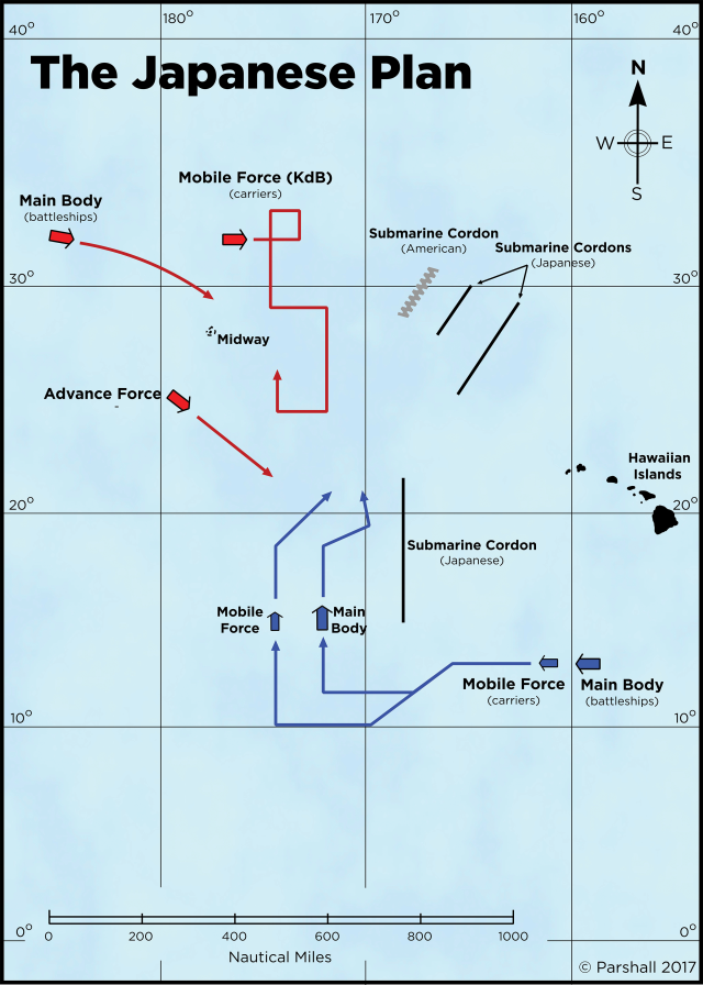 Map of the Japanese Plan of the invasion of Midway