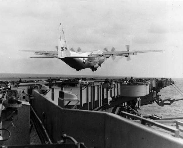 c 130 on aircraft carrier