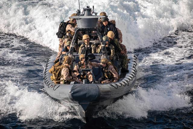 Freedom of navigation operations typically involve large warships capable of carrying the proverbial big stick. A multinational fisheries patrol, by contrast, would involve smaller vessels and be more constabulary than military in nature, though naval as well as coast guard forces might be involved.