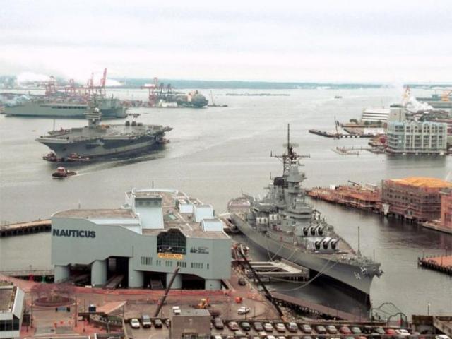 The USS Wisconsin on exhibit in Norfolk.