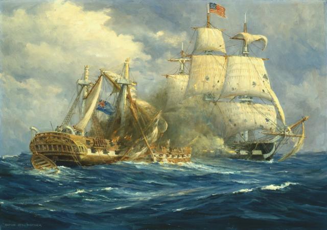 Frigate Constitution Defeating HMS Guerriere. 