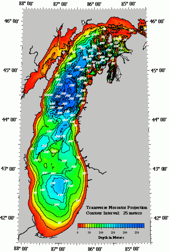 Lake Michigan bathymetric chart