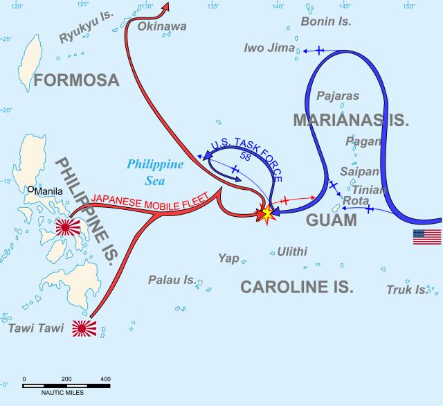 Map of the Battle of the Phiippine Sea