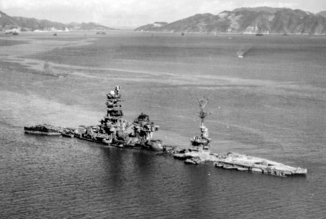Japanese battleship Ise sunk at Kure