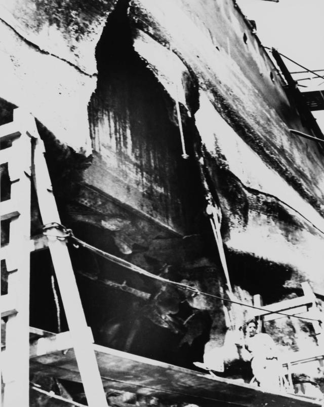 Torpedo damage to USS Nevada (BB-36)