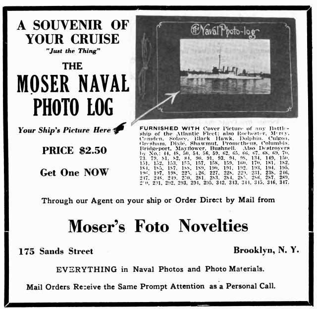 N. Moser photographic advertisement from Our Navy Magazine, 1921.