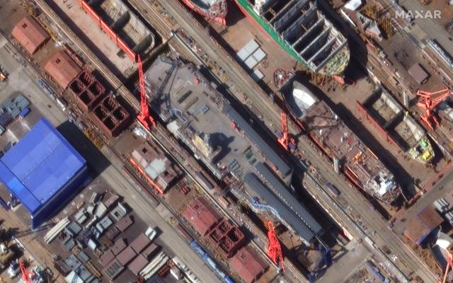 satellite photo of China’s indigenous Type 003 aircraft carrier