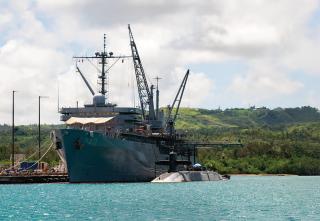 The Emory S. Land-class USS Frank Cable (AS-40) is one of two U.S. Navy submarine tenders. The Navy’s only mobile maintenance and repair assets, they were delivered in the 1970s and need replacement.
