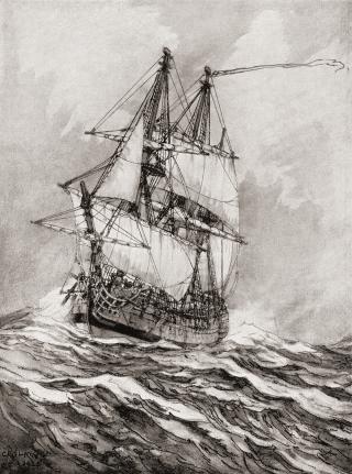 The Centurion rounds Cape Horn in the spring of 1741. 