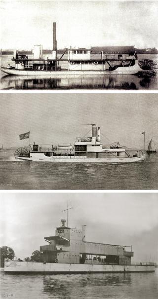 Three classes of gunboats comprised Kitchener’s Nile flotilla. The first class of stern-wheelers, including the Abu Klea (top), had been plying these waters for more than a decade. The second class (middle), which included the Fateh and two others, was built in 1896 for Kitchener’s expedition. The third class, including the Melik (bottom) and two other twin-screw vessels, was the latest and ostensibly the best—but the boats “actually were not as satisfactory as the older stern-wheel boats.”