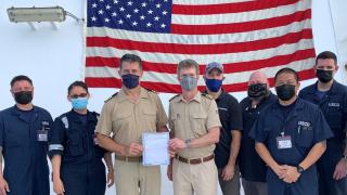 The crew of the CS Dependable, the first CSF U.S. flagged cable ship.