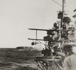 The USS Lexington (CV-2) burns following the Battle of the Coral Sea. Despite being a tactical victory for Japan, the battle was a strategic victory for the United States because “for the first time, the Japanese advance had been stopped.”
