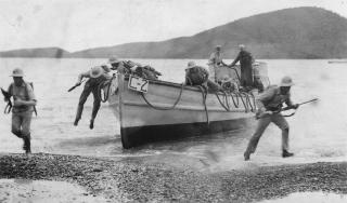 First Battalion, Fifth Marines, practice landing maneuvers at Culebra, Puerto Rico, in 1936