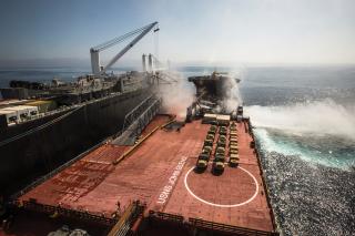 Expeditionary transport docks, such as the USNS John Glenn (ESD-2) shown here, have massive deck and cargo space and are compatible with landing craft air cushion and landing craft utility.