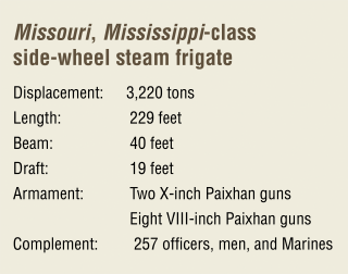 Missouri, Mississippi-class side-wheel steam frigate table of statistics