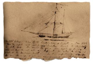 On his contemporary sketch of the Intrepid, Midshipman William Lewis wrote, “The Ketch Intrepid taken by the Constitution of[f] Tripoli in Dec. 1803. Was the vessel with which Capt. Decatur burnt the Philadelphia in Feby 1804. She served as a store vessel off Tripoli and was at last turned into an Infernal [a fireship] in order to blow up part of the Bashaw’s castle.”