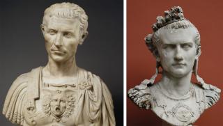 Expansionist Rome had been casting a covetous eye on Britain for quite some time. In 55—54 BC, Julius Caesar (far left) had invaded twice, but no lasting Roman presence had resulted. And Claudius’s notoriously bizarre emperor-predecessor Gaius (left), better known as Caligula, had made ambitious plans to invade as well, but they came to naught.