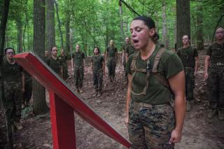 There are multiple stops during the Medal of Honor runs at Officer Candidate School at Quantico. At each one, a different candidate reads aloud the citation of a Marine Medal of Honor recipient as the rest of the platoon stands at attention and listens.