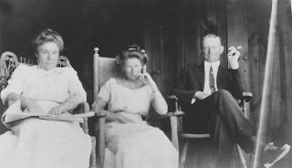 Mary Freeman with her daughter Catherine Freeman Nimitz and son-in-law Chester Nimitz. Catherine and Chester married in 1913 and honeymooned in Germany. Less than two years later, a German U-boat would sink the British passenger liner carrying Catherine’s brother overseas to his new job.
