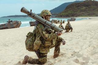Soldiers with the Japan Ground Self-Defense Force’s 1st Amphibious Rapid Deployment Regiment participate in exercise Iron Fist with U.S. Marines from the 31st Marine Expeditionary Unit in March 2023.