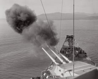 16-inch guns of the Iowa-class battleship New Jersey
