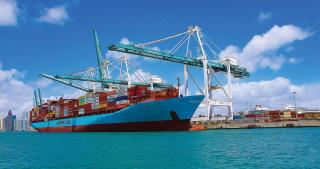 A Maersk container ship at Port Miami.