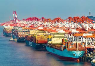 The Yangshan Port in Shanghai, China. Despite an anticipated post-COVID-19 recovery, every facet of global shipping came under severe stress in 2023 from natural causes, rising geopolitical volatility, and regional instability.