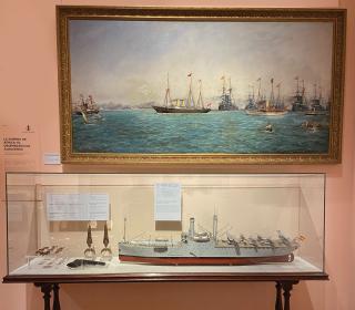 (Left) A typical display in  the museum highlighting the amphibious operation  at Alhucemas in 1925.