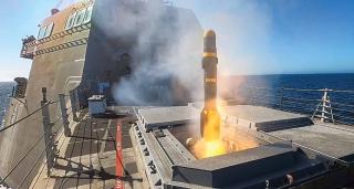 The argument that the littoral combat ships cannot contribute to the high-end fight should be laid to rest. Both surface warfare mission packages and the mine countermeasures mission package have been validated. A Hellfire Longbow is launched from the surface-to-surface missile module on board the USS Montgomery (LCS-8) in May 2022.
