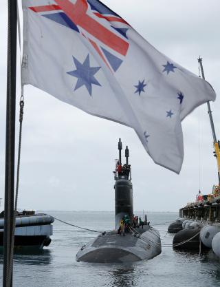 The Virginia-class submarine USS Hawaii (SSN-776) during a port visit at Fleet Base West in western Australia. As the AUKUS pact—under which the United States and United Kingdom will share nuclear-propulsion technology with Australia—is implemented, the Royal Australian Navy must ensure it has sufficient protective security capabilities.