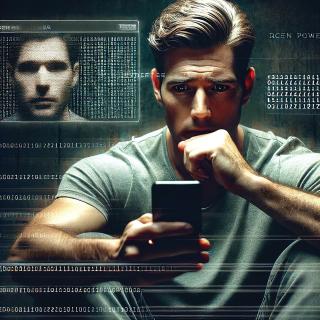 AI Generated Image of man viewing Deepfake data