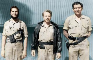 Turret gunner Chauncey Estep, radioman Dale Dahl, and radioman Jesse Scott 