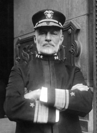 In April 1917, Rear Admiral William Sims was sent across the Atlantic under a pseudonym to consult with the British on the problem of German U-boats attacking Allied shipping. Sims’ suggestion to use warships to escort convoys of transports was at first dismissed, though his idea eventually won out to great success.