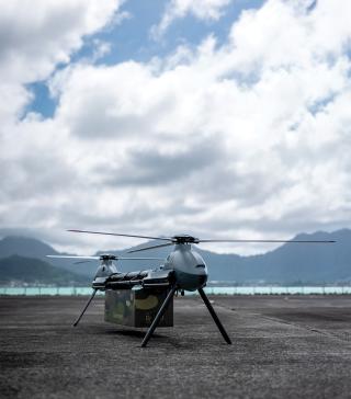 Unmanned systems (UxSs), such as this Avidrone Aerospace unmanned aircraft, are a major focus of Project 33 because they can be built quickly, are difficult to detect and counter, and can carry a variety of payloads, both logistical and lethal. The Navy and Marine Corps are experimenting with swarming tactics using small, attritable UxSs for key geographic areas. 