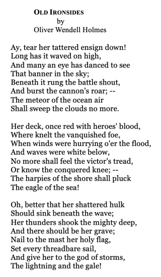 Poem 1830 Oliver Wendell Holmes