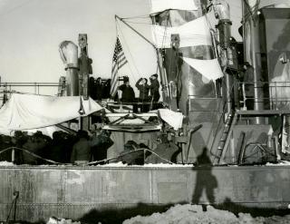 The capture of the German weather ship Externsteine in 1944.  