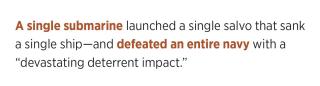 A single submarine launched a  single salvo that sank a single ship—and defeated an entire navy with a  “devastating deterrent impact.”