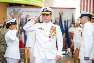 A new captain takes charge at a change of command ceremony at Naval Base Ventura County Port Hueneme. Fully compensating Reserve leaders for their travel could increase retention and ensure the best and most qualified officers are serving where they can do the most good.