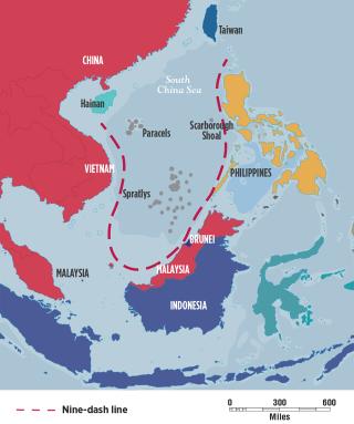 Map of the nine-dash line south china sea