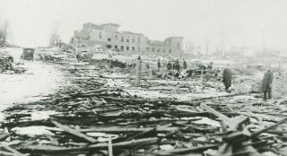 The Halifax explosion devastated the city, destroying some 6,000 buildings and leaving 25,000 homeless. Pictured here are the destroyed Roome Street School (above) and the ruins of the Army & Navy Brewery (below).