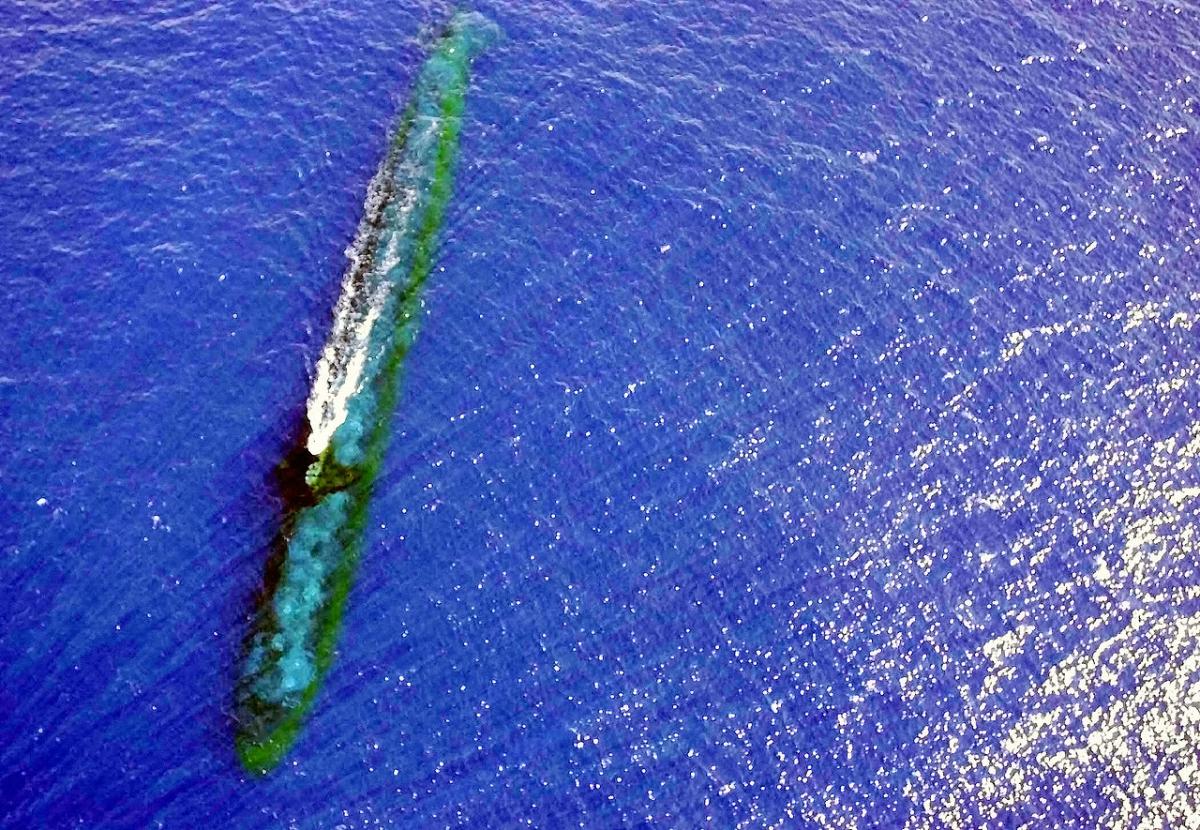 The USS Chicago at periscope depth.