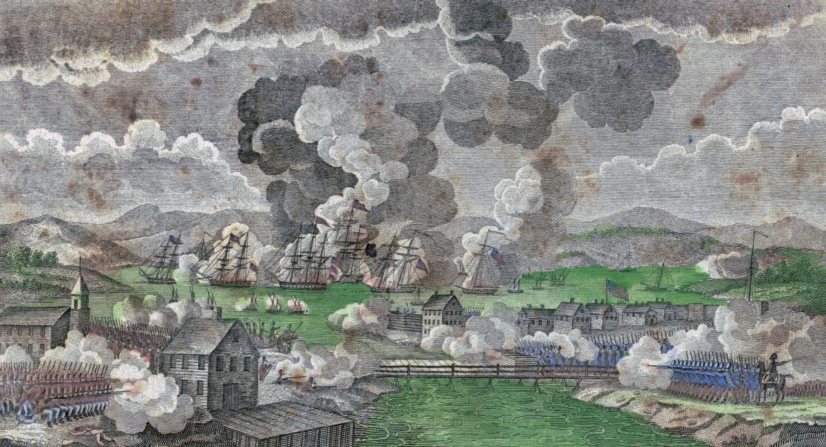 Engraving of the Battle of Lake Champlain
