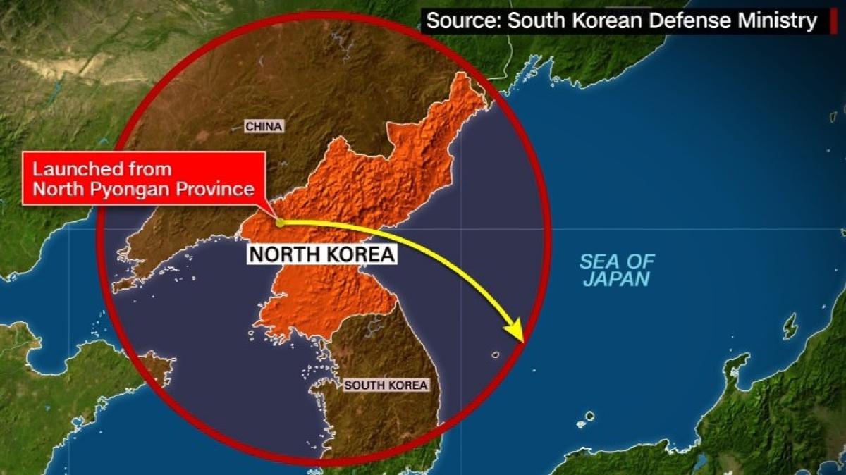 Graphic Showing North Korea test launch range.