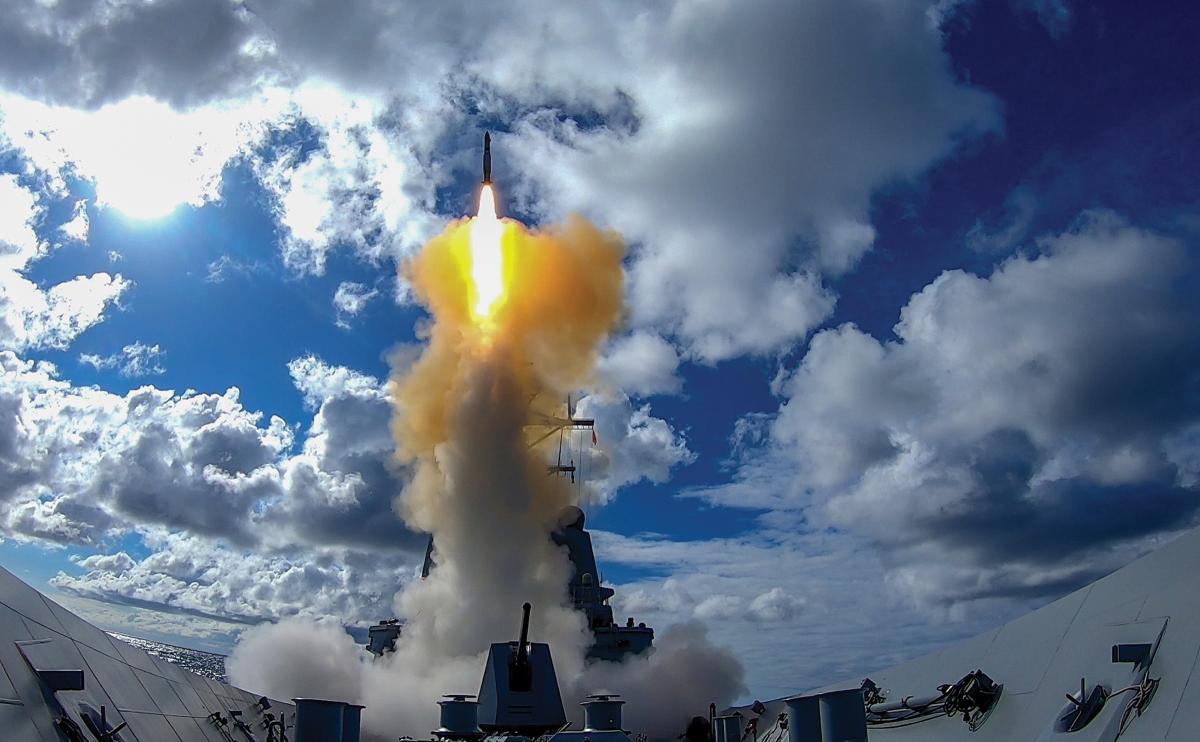 An Australian ships launches a missile
